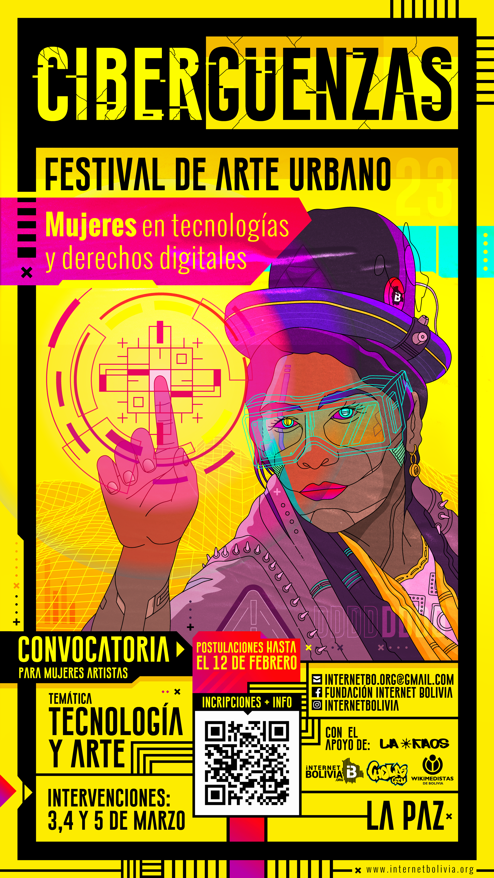 Cibergüenzas Festival de arte urbano: Mujeres en tecnologías y derechos digitales.