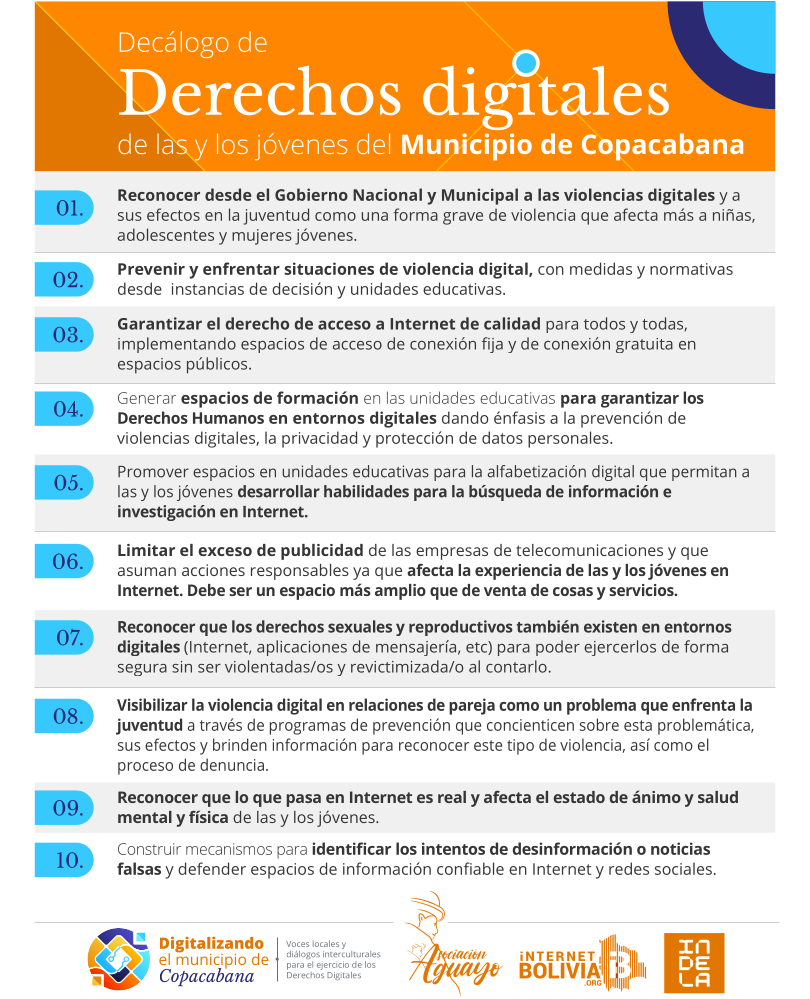 10 puntos de la juventud de Copacabana sobre Derechos Digitales